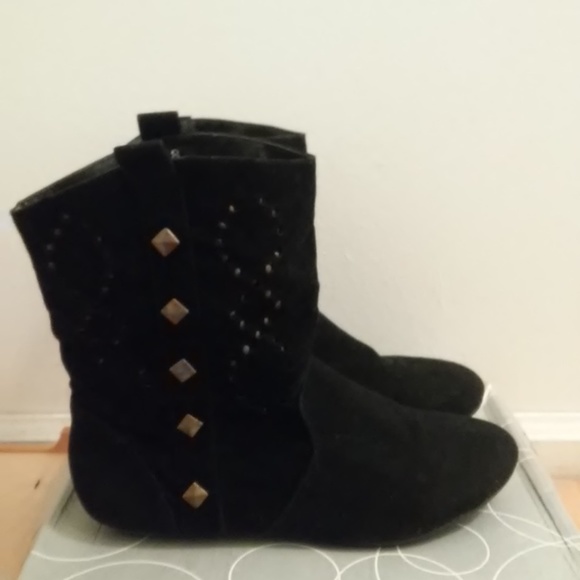 Shoes - Suede Cowboy Studded Winter Fashion Boots